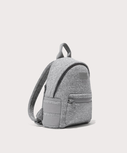 Dagne Dover small Dakota Neoprene Backpack in grey seen from an angle.