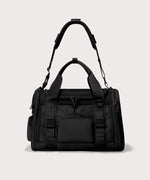 Dagne Dover small Kyoto Pet Carrier in black seen from the front with crossbody strap.